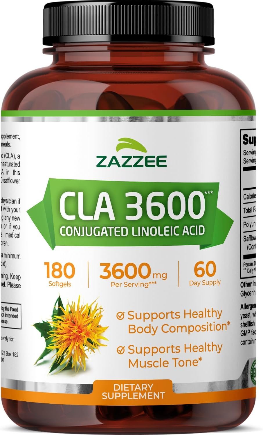Zazzee High Potency CLA 3600, 180 Softgels, 3600 mg per Serving