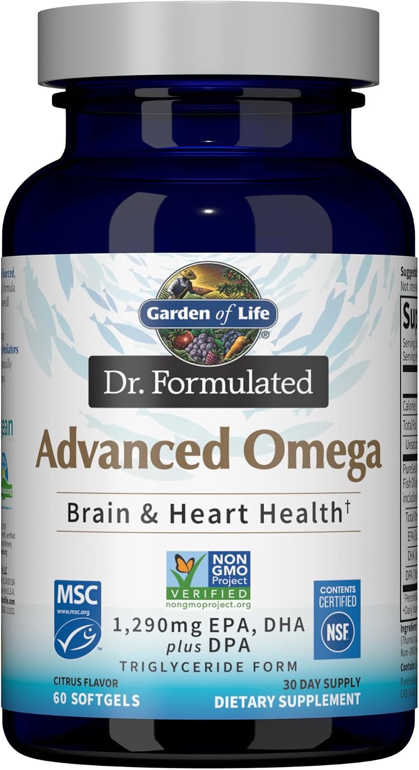 Garden of Life Dr. Formulated Advanced Omega 3 Fish Oil, 60 Softgels