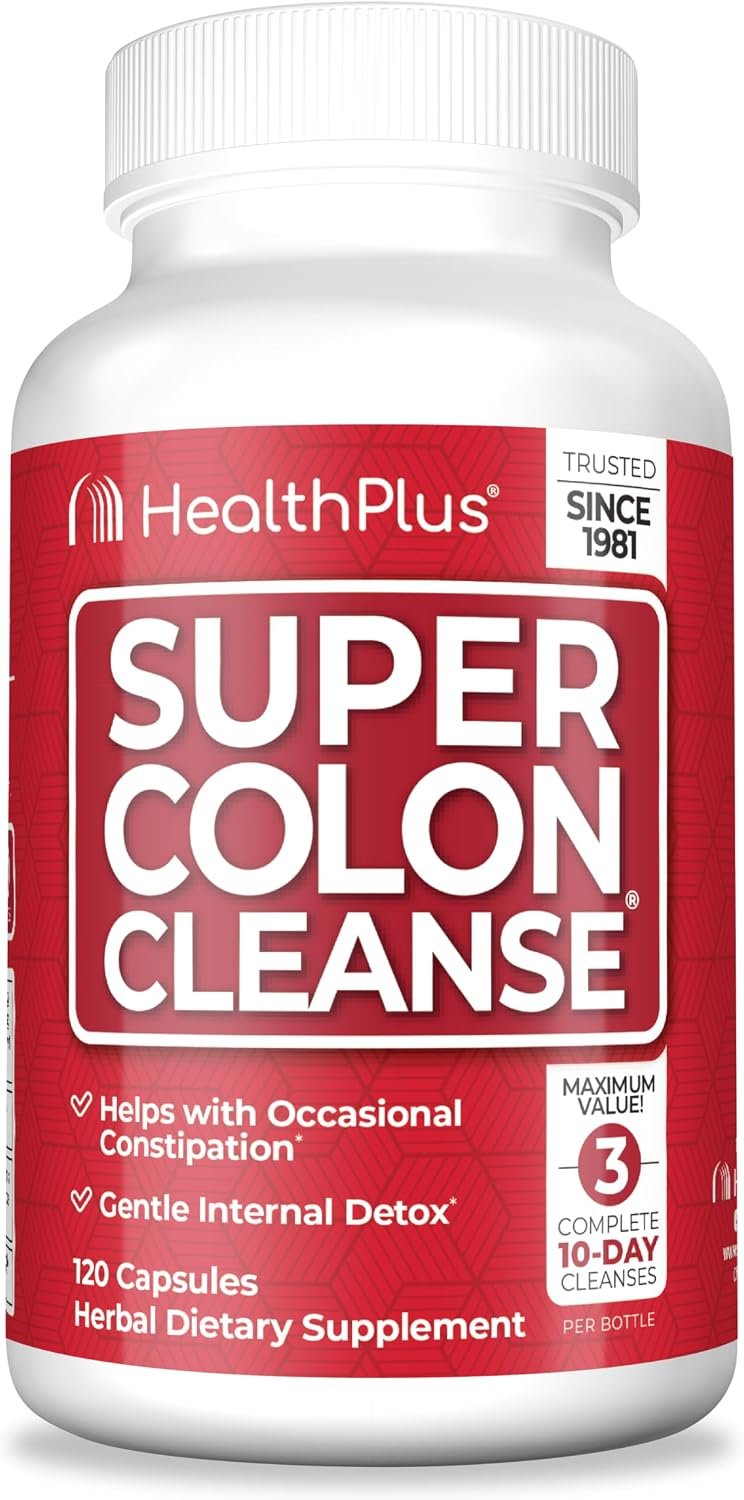 Health Plus Super Colon Cleanse Detox Capsules, 30 Day Supply, 120 Ct