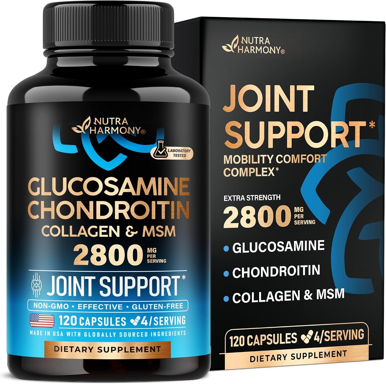 Glucosamine Chondroitin MSM Collagen – Joint Supplements 2800 mg – 120 Caps