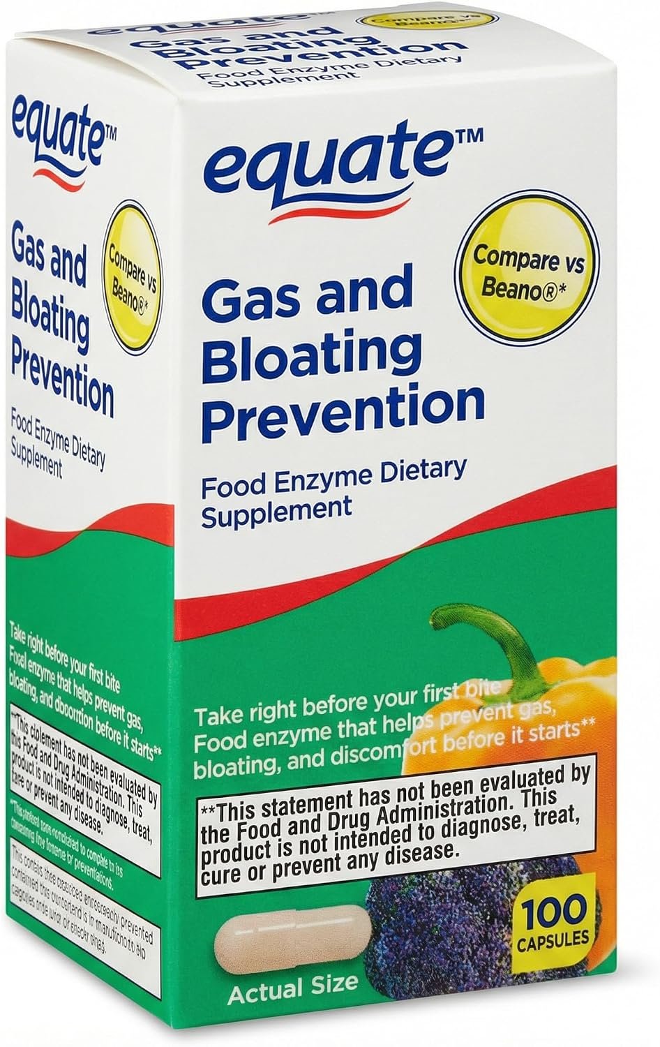 Gas Relief and Prevention Food Enzyme – 100 Capsules, Anti Gas Supplement for Adults, Gas Bloating Support for Men and Women, Digestive Enzyme Capsules (Pack of 1)