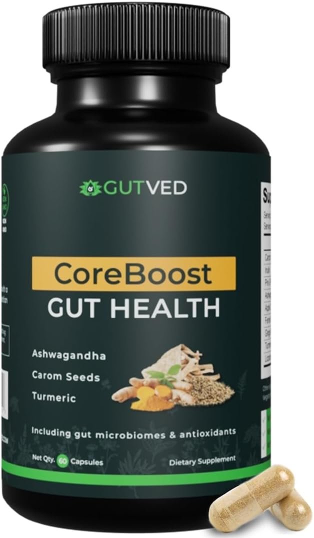 Bloating & Gas Relief Probiotic for Women & Men | 9-in-1 Gut & Digestive Support with Probiotics, Prebiotic Inulin, Turmeric, Ginger & Fennel | Daily Plant-Based Capsules, 60 Count