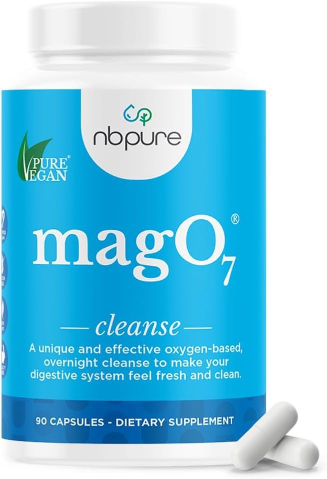 nbpure MagO7 – Natural Colon Cleanse & Detox | Occasional Constipation Relief, Stool Softening, & Bloating Support for Men & Women | Ozonated Magnesium Oxide, 90 Capsules