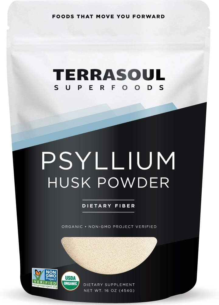 Terrasoul Superfoods Organic Psyllium Husk Powder, 1 Lb – Superfine Texture | 99% Purity | Perfect for Gluten-Free Baking | No Purple Breads
