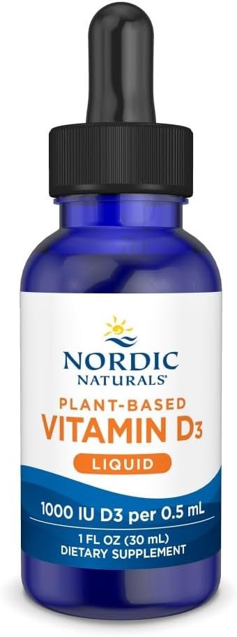 Nordic Naturals Plant-Based Vitamin D3 Liquid – 1 oz – 1000 IU Vitamin D3 – Healthy Bones, Mood & Immune System Function – Non-GMO, Vegan – 60 Servings