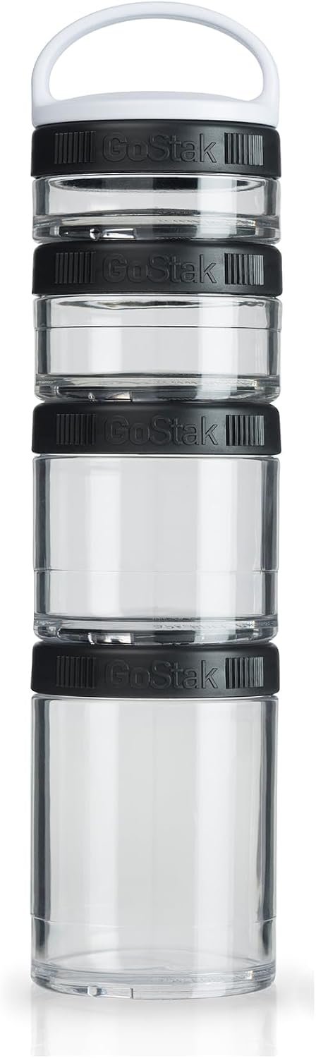 BlenderBottle GoStak Tritan Twist n’ Lock Storage Jars 4 Jar Black