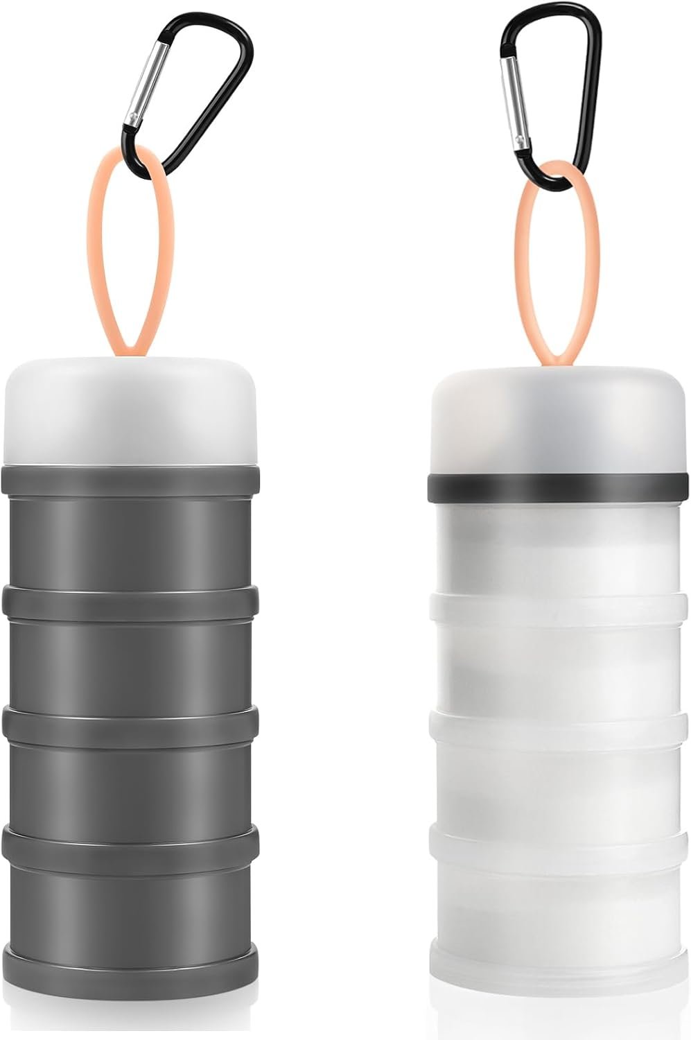 Accmor 2 Pcs Protein Powder Container to Go with Funnels Stand, 4 Compartments Stackable Protein Powder Dispenser for Workout, Fitness, Travel