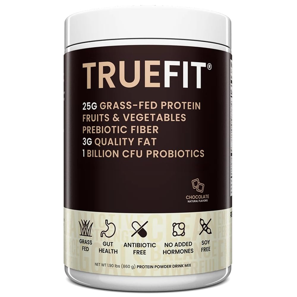 TrueFit Grass-Fed Whey Protein Powder with Fiber for Meal Replacement Shake