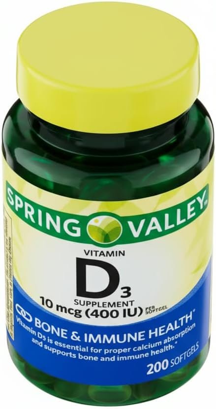 Vitamin D3 10 mcg (400 IU), 200 Softgels – Dietary Supplement (Pack of 1)