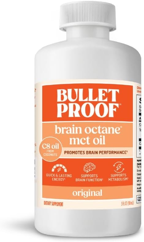 Bulletproof Brain Octane C8 MCT Oil Travel Size 3 oz – 100% C8 from Coconut