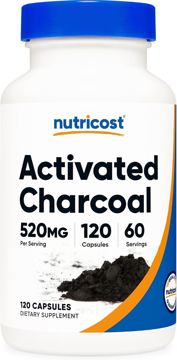 Nutricost Activated Charcoal 520mg, 120 Capsules, Gluten-Free & GMO-Free