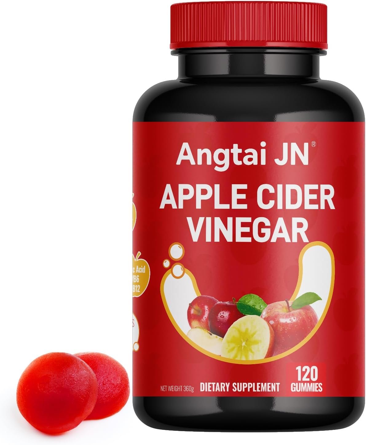 Apple Cider Vinegar Gummies, 120 Count, Max Strength 1000mg, ACV Supplement Gummy with B Vitamins & Antioxidants, Supports Metabolism, Digestion, Gut & Immune Health, Gluten-Free, Vegan & Non-GMO