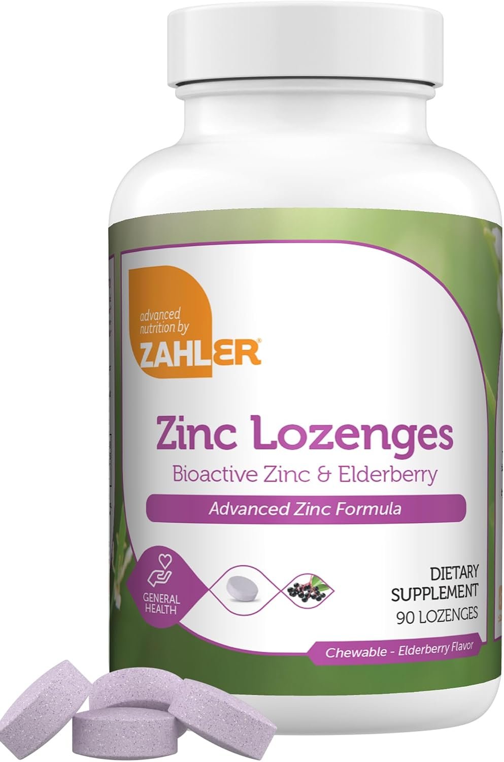Zahler Elderberry Zinc Lozenges for Adults & Kids – Delicious Chewable Zinc & Sambucus Elderberry Lozenges for Immune Support – Kosher, Made in USA – Zinc Supplements for Men & Women (90 Count)