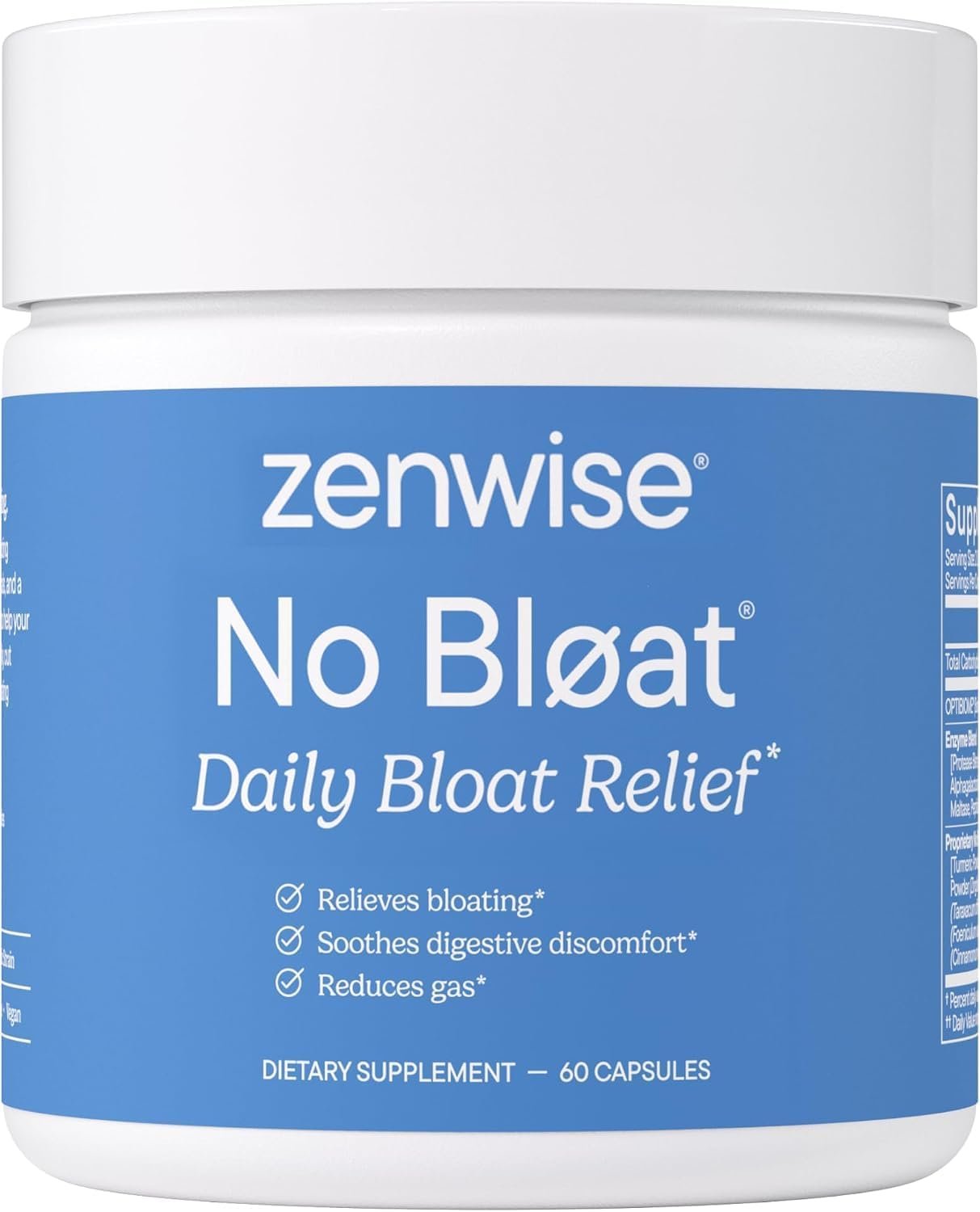 Zenwise Health No Bloat Digestive Enzymes Probiotics Bloat Relief – 60 CT