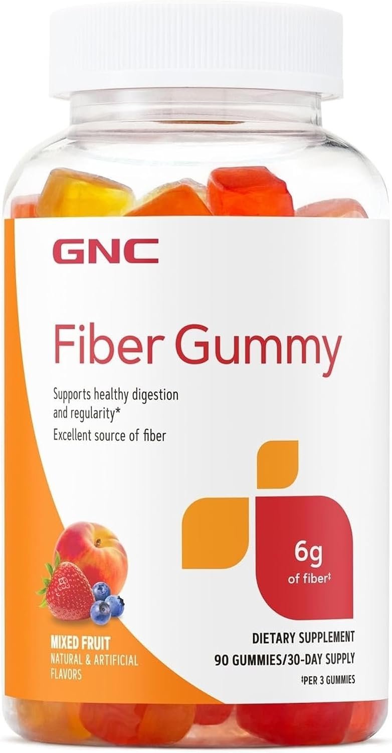 GNC Fiber 6g Gummy, Supports Digestion, Mixed Fruit, 90 Gummies