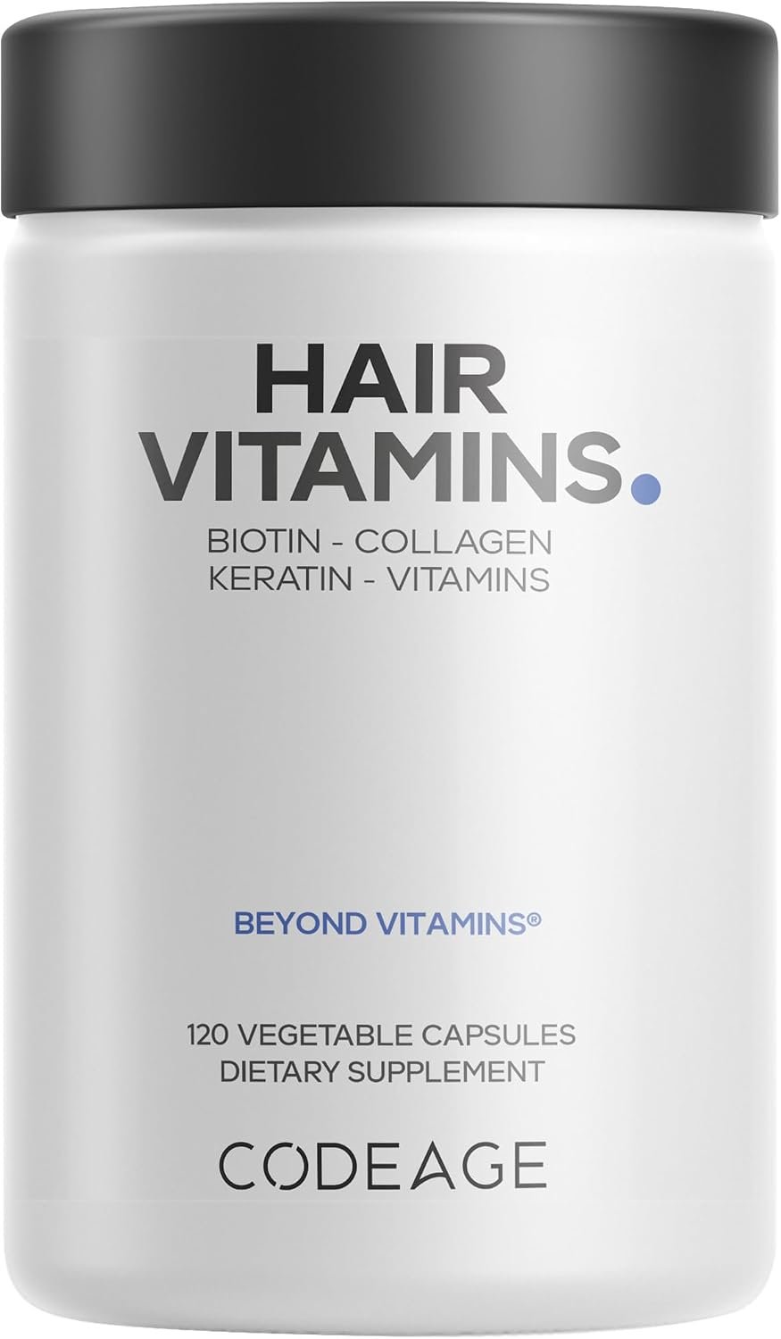 Codeage Hair Vitamins, Biotin 10000 mcg, Keratin, Collagen, 120 Capsules