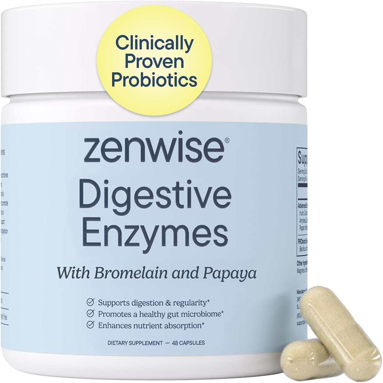 Zenwise Health Digestive Enzymes, Bromelain, Probiotics, Gut Health – 48 CT
