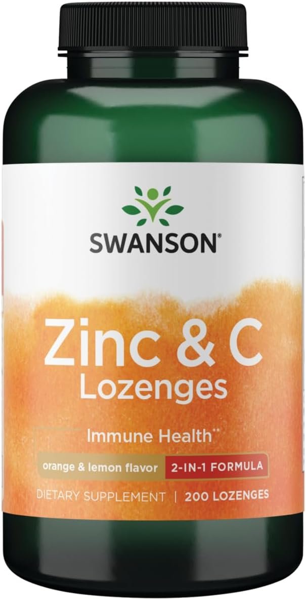 Swanson Zinc & Vitamin C Lozenges 25/100 mg, 200 Lozenges