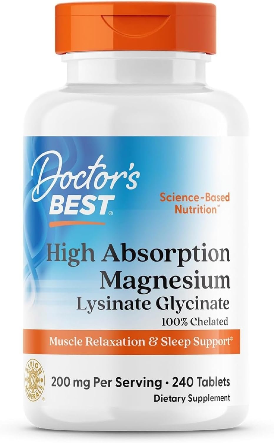 Doctor’s Best High Absorption Magnesium Glycinate Lysinate, 240 Count