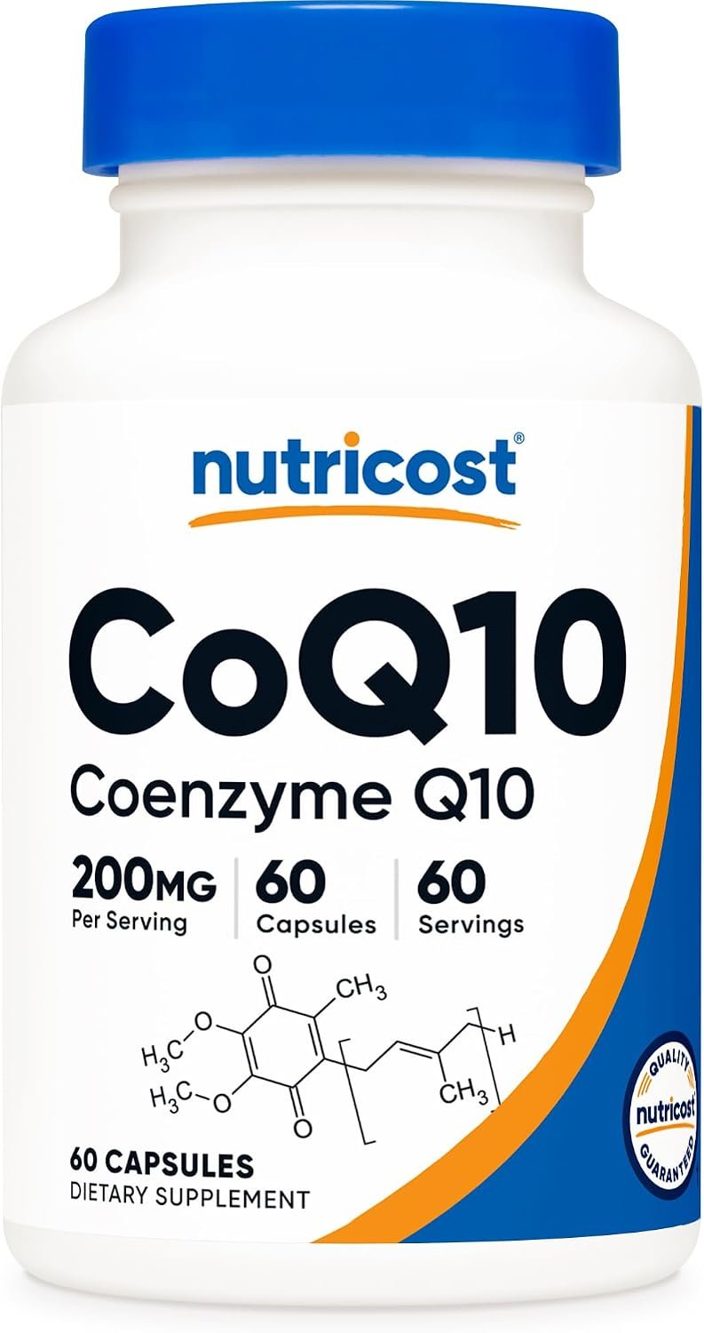 Nutricost CoQ10 200mg, 60 Vegetarian Capsules, 60 Servings, Vegetarian