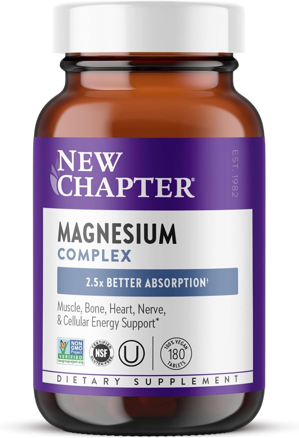 New Chapter Magnesium Bisglycinate Complex 325mg Supplement, 180 Tablets