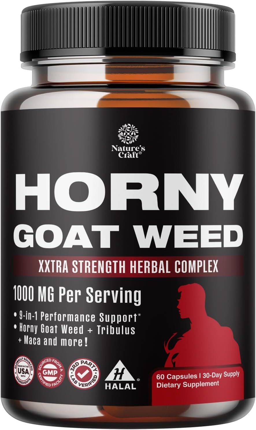 Horny Goat Weed for Men (9 in 1 Formula) – Male Enhancing Supplement – 60ct