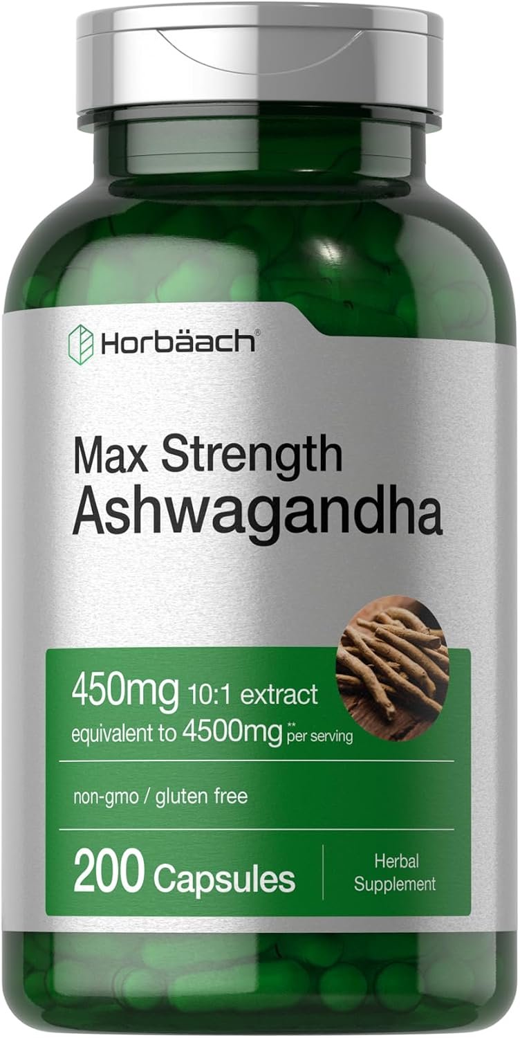 Horbäach Ashwagandha Supplement for Women and Men | 200 Capsules