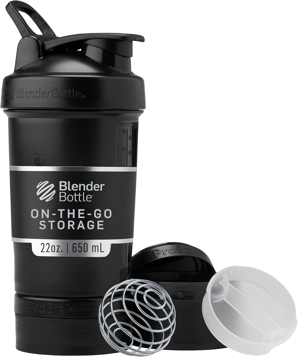BlenderBottle ProStak Plastic Pill Organizer and Storage 22 oz Black