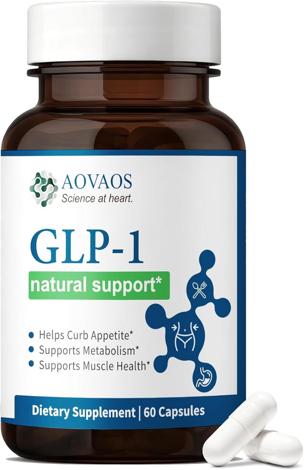 GLP-1 Supplement, Natural GLP 1 Booster for men & women, Metabolism Boost, Muscle Support, Energy Balance with Berberine HCL, Glucomannan, Calcium HMB | Caffeine-Free, Easy Absorb – 60 Capsules