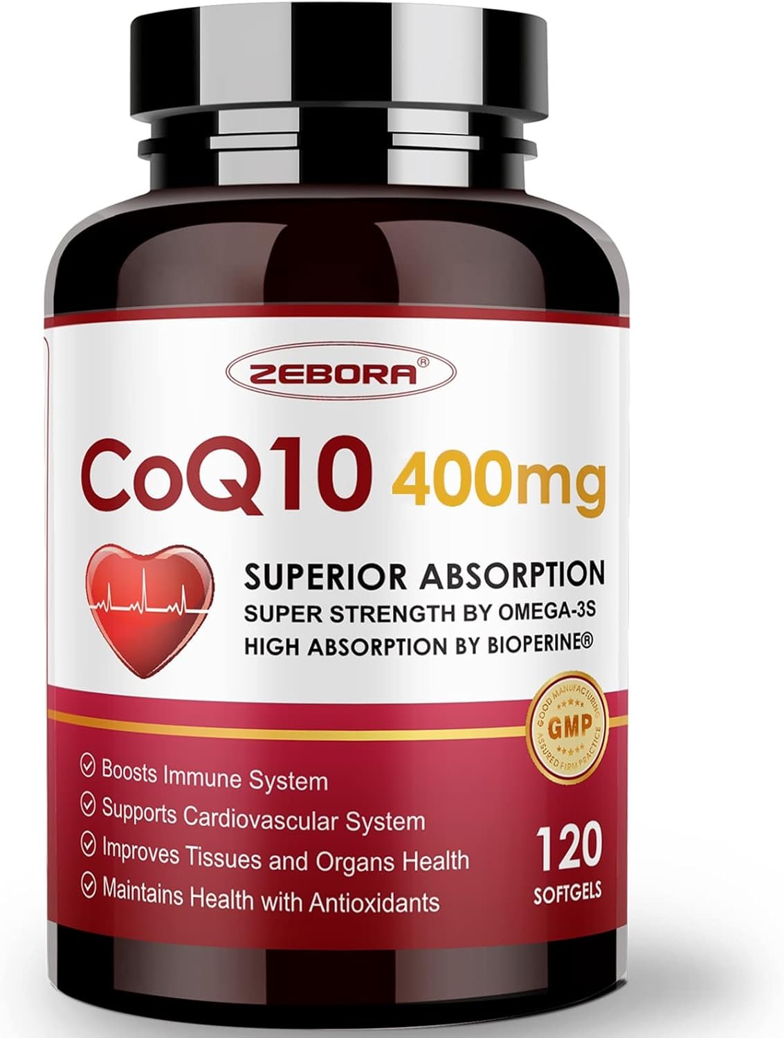 ZEBORA CoQ10 400mg Softgels, 120 Servings