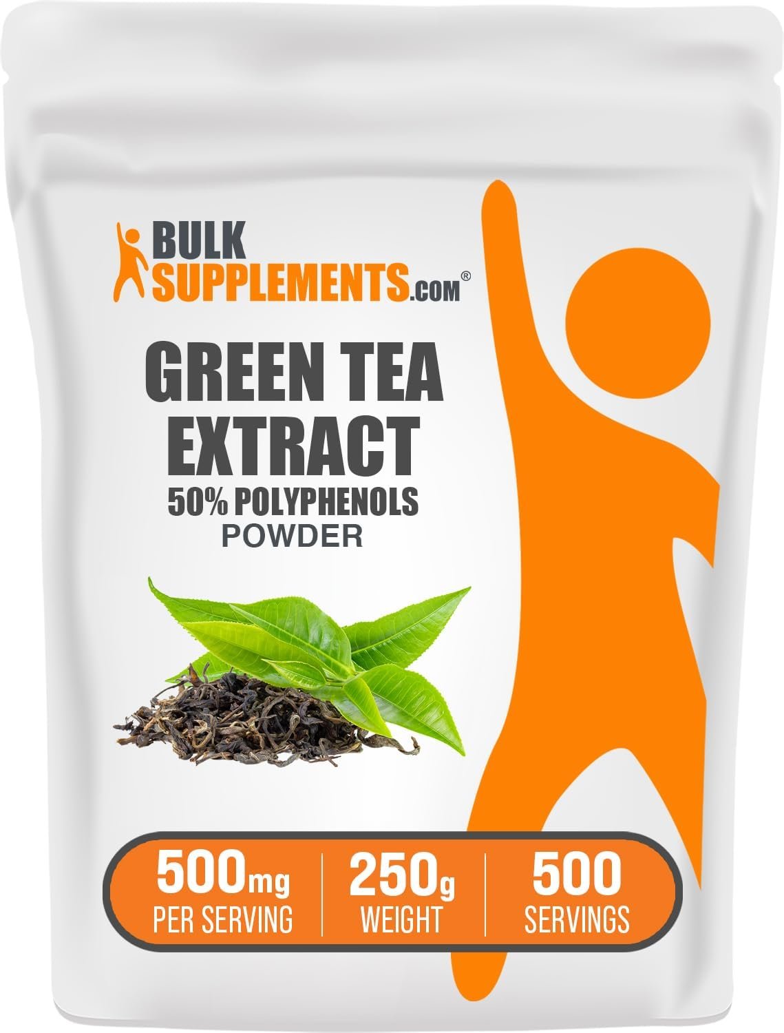 BulkSupplements.comgreen Tea Extract Powder – 50% Polyphenols Supplement, EGCG Supplements – Gluten Free, 500mg per Serving, 250g (8.8 oz) (Pack of 1)