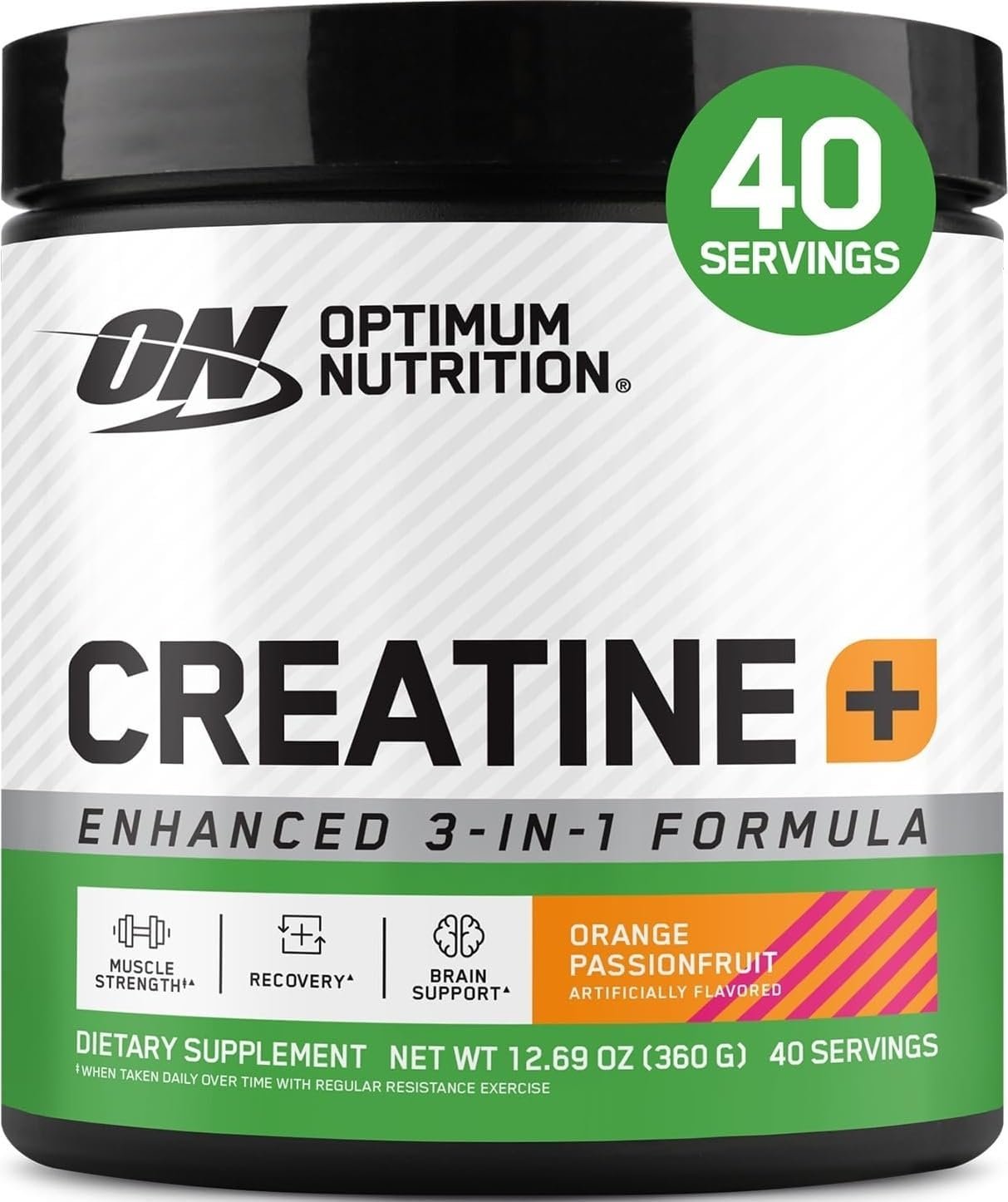 Optimum Nutrition Creatine Plus Powder, Orange Passionfruit, 0.79 LB