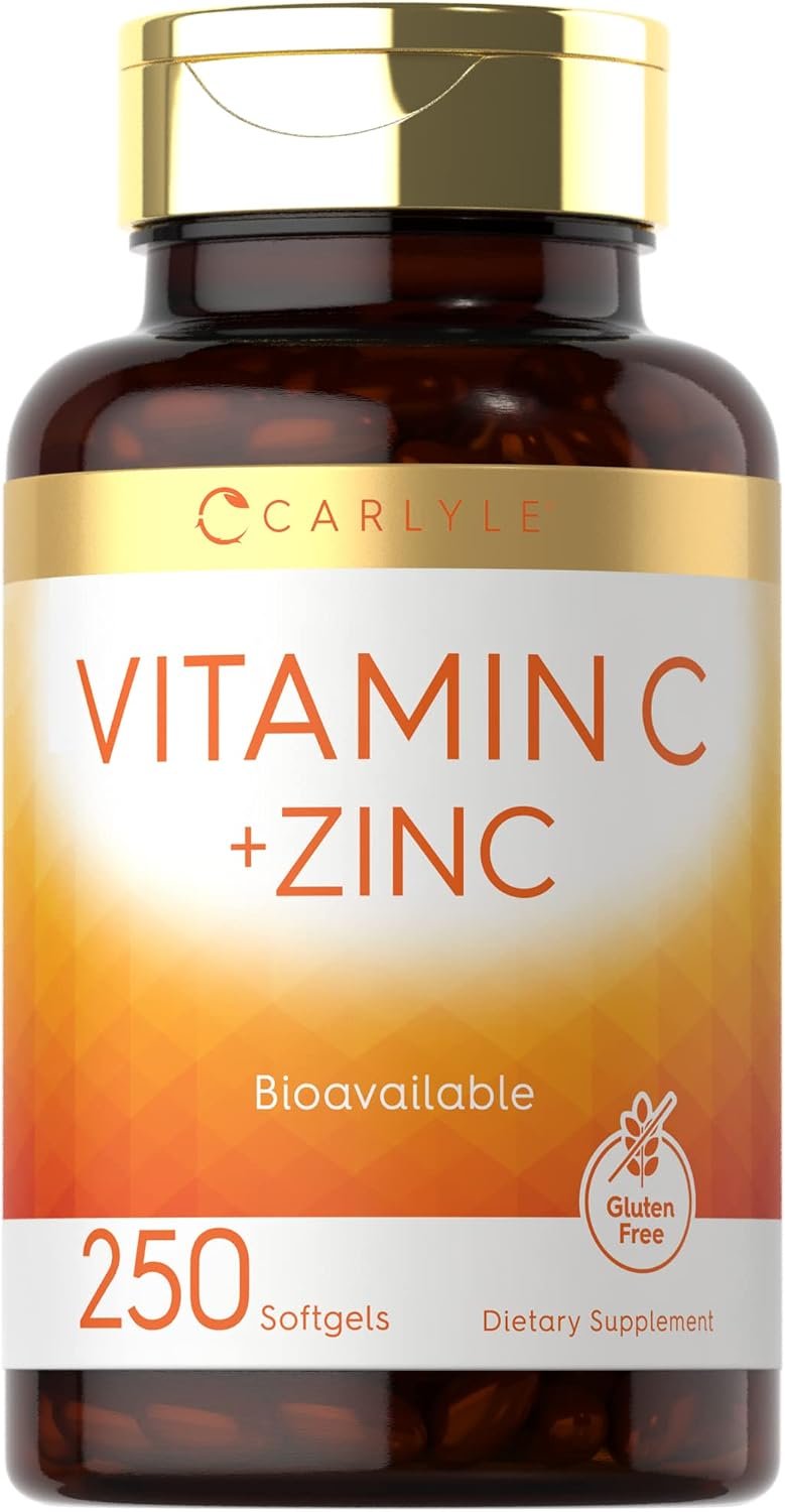Carlyle Vitamin C with Zinc | 250 Softgels | Bioavailable | Ascorbic Acid
