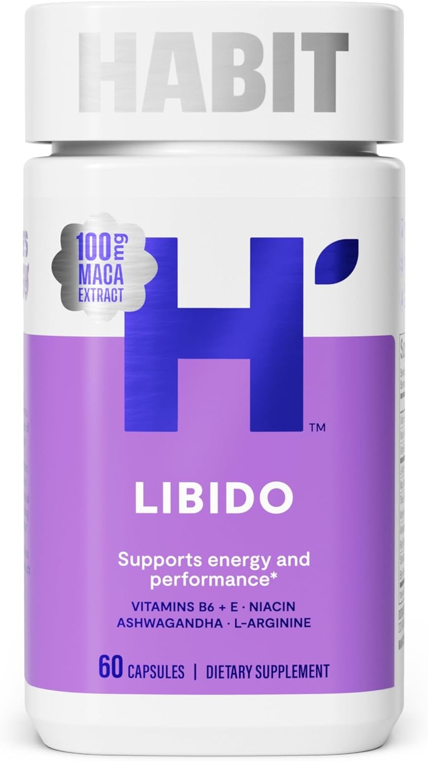 Habit Libido Supplement (60 Capsules) – New Look, Natural Aphrodisiac Blend with Maca, Ashwagandha L-Arginine, Supports Energy and Performance, Vegan, Non-GMO (1 Pack)