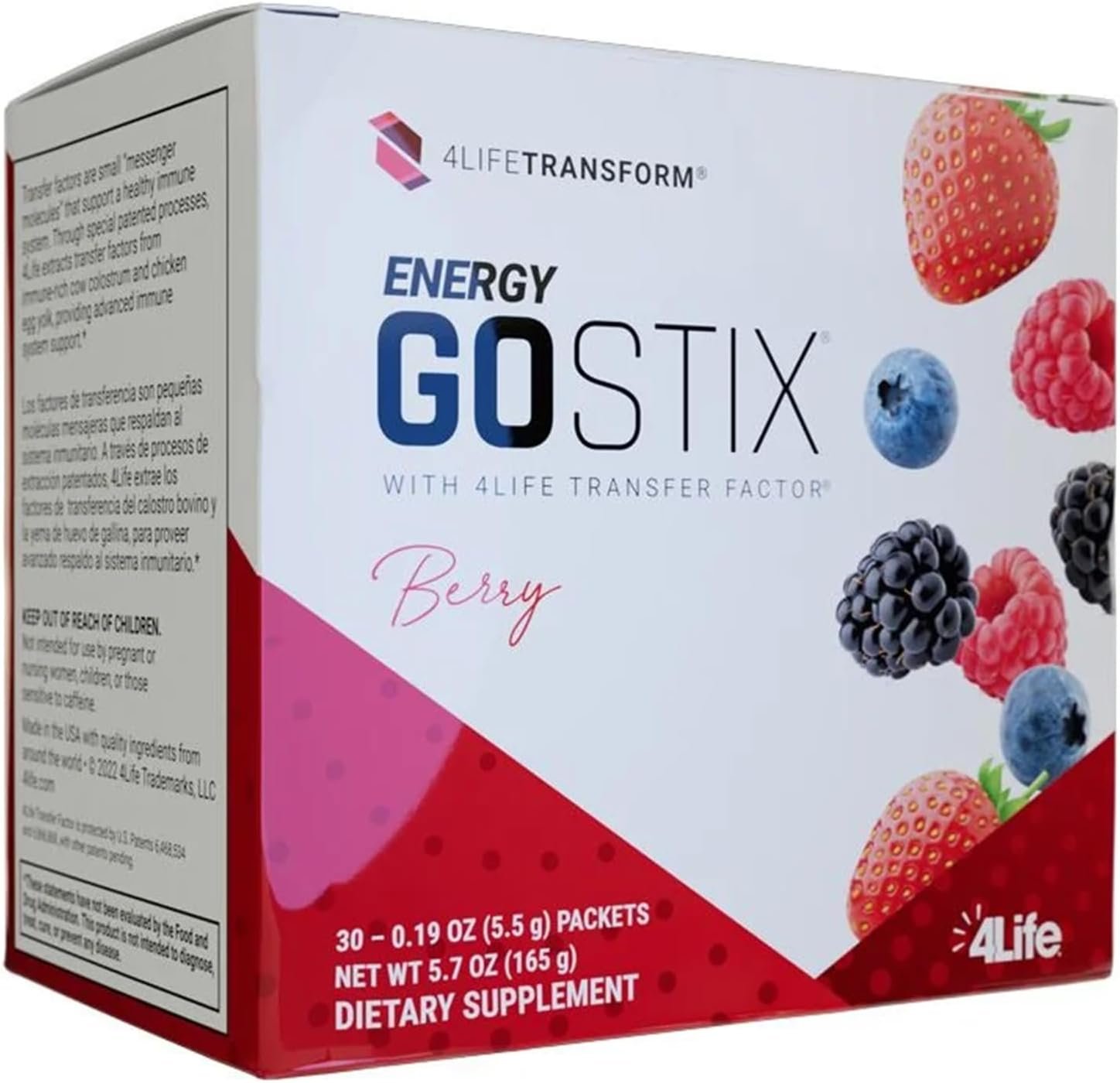 4Life Energy Go Stix Berry Drink Mix with Amino Acids, 30 Packets
