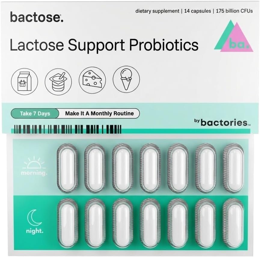 BACTOSE® 7-Day – Lactose Support Probiotics – Designed for Dairy Consumers – 14 Capsules (Repeat Monthly)