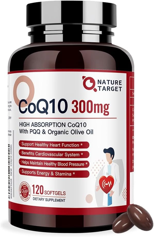 NATURE TARGET CoQ10-300mg Softgels with PQQ, 120 Servings