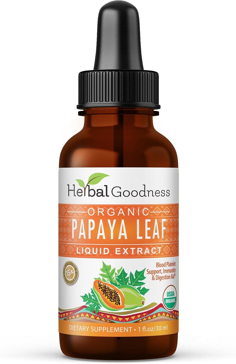 Herbal Goodness Organic Papaya Leaf Liquid Extract for Platelet – 1fl .oz