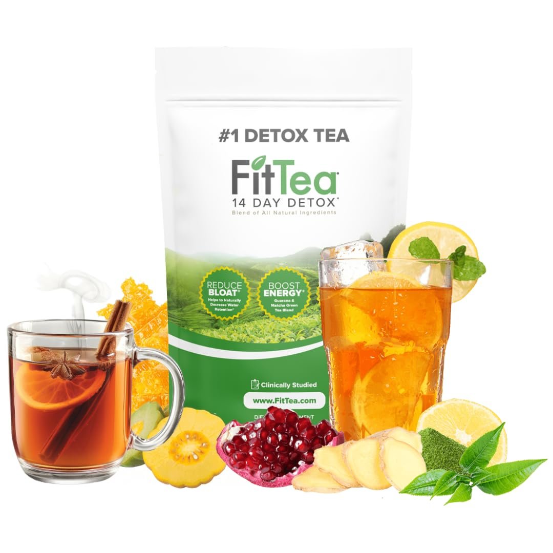 FitTea The Original 14 Day Detox Tea with Organic Green Tea ECGC, Garcinia Cambogia and Ginger – Colon Detox Cleanse to Help Bloating and Support Metabolism