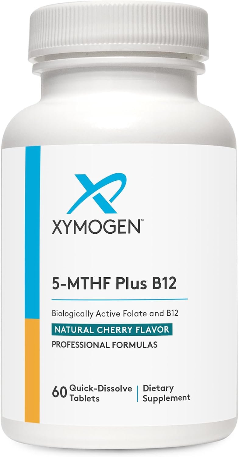 XYMOGEN 5-MTHF Plus B12, Cherry Flavor, 60 Quick-Dissolve Tablets