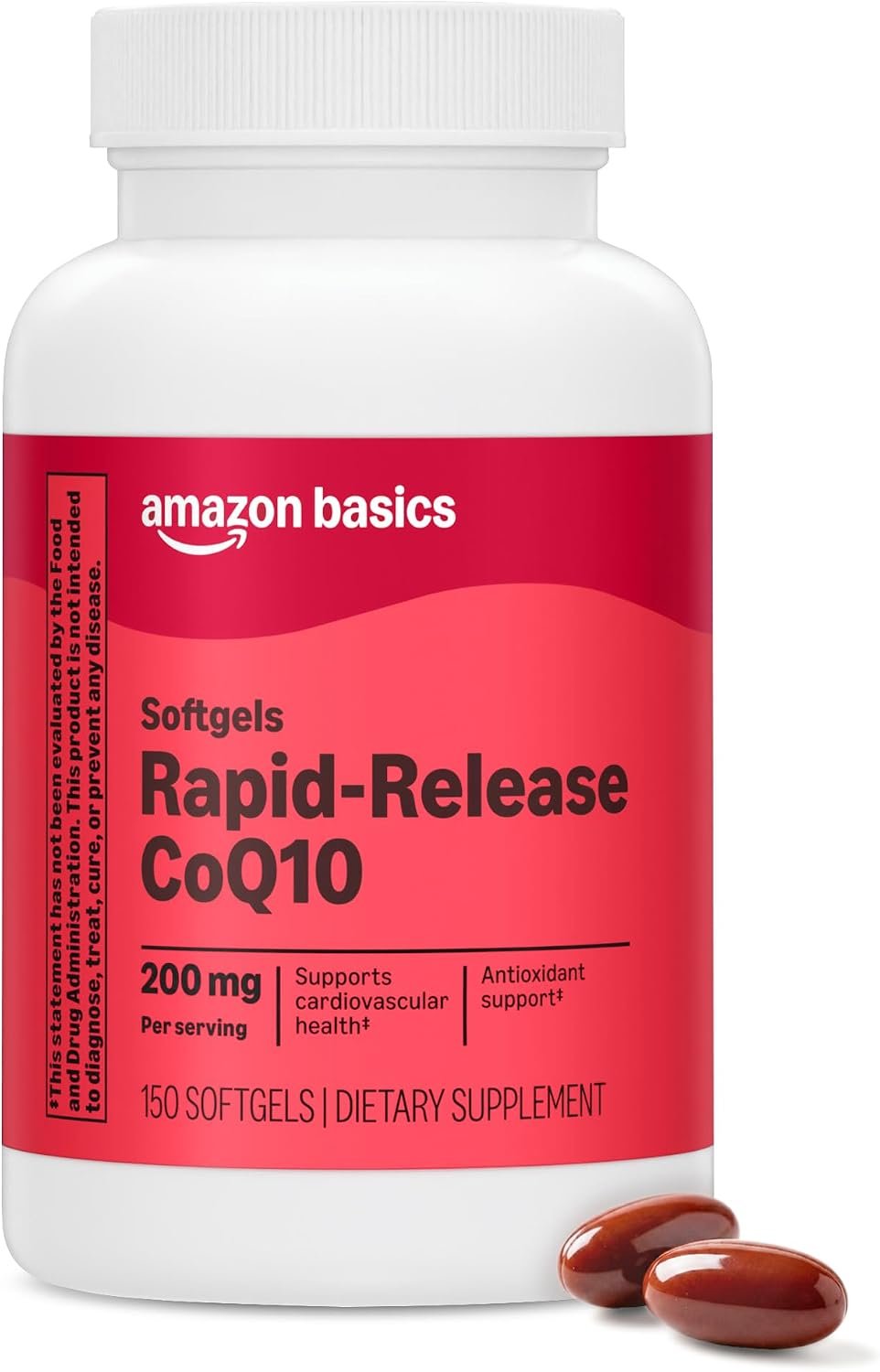 Amazon Basics Rapid Release CoQ10 Softgels, 200 mg, 150 Count