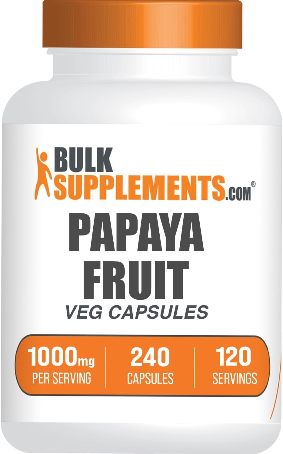 BulkSupplements.com Papaya Fruit Extract Capsules – from Carica Papaya, Herbal Supplement – Gluten Free, 1000mg, 2 Capsules per Serving, 240 Count (Pack of 1)