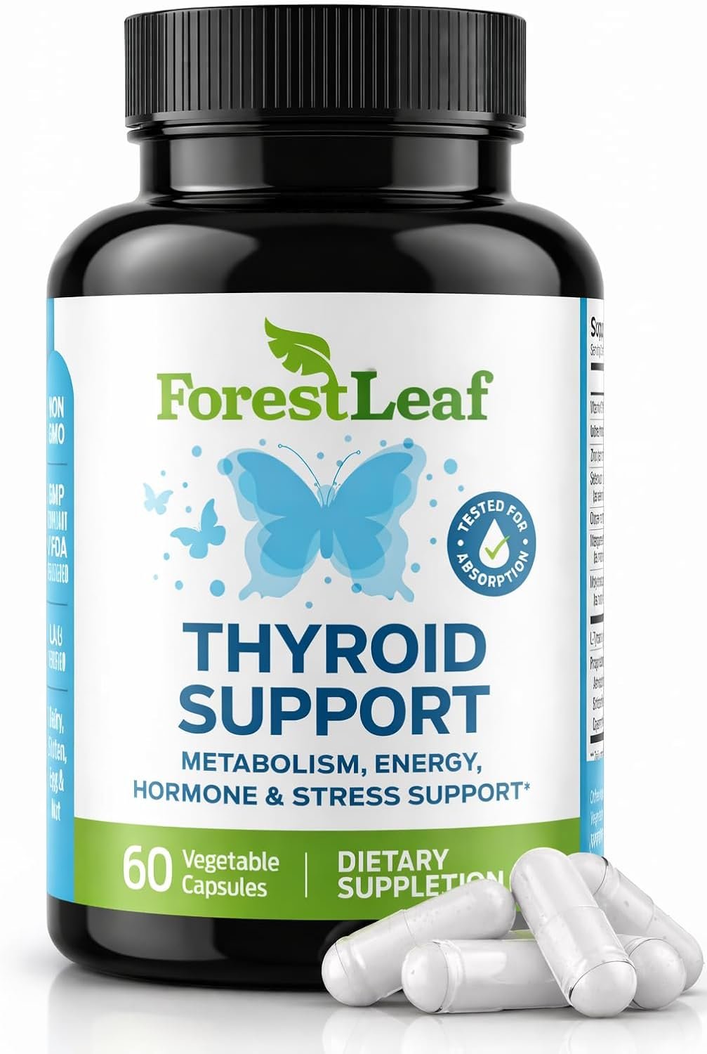 Thyroid Support for Women and Men with Iodine – Energy, Focus & Power Thyroid Supplement – All Natural Herbal Mineral and Vitamin Complex with B12, Zinc, Selenium, Ashwagandha – 60 Vegetarian Capsules