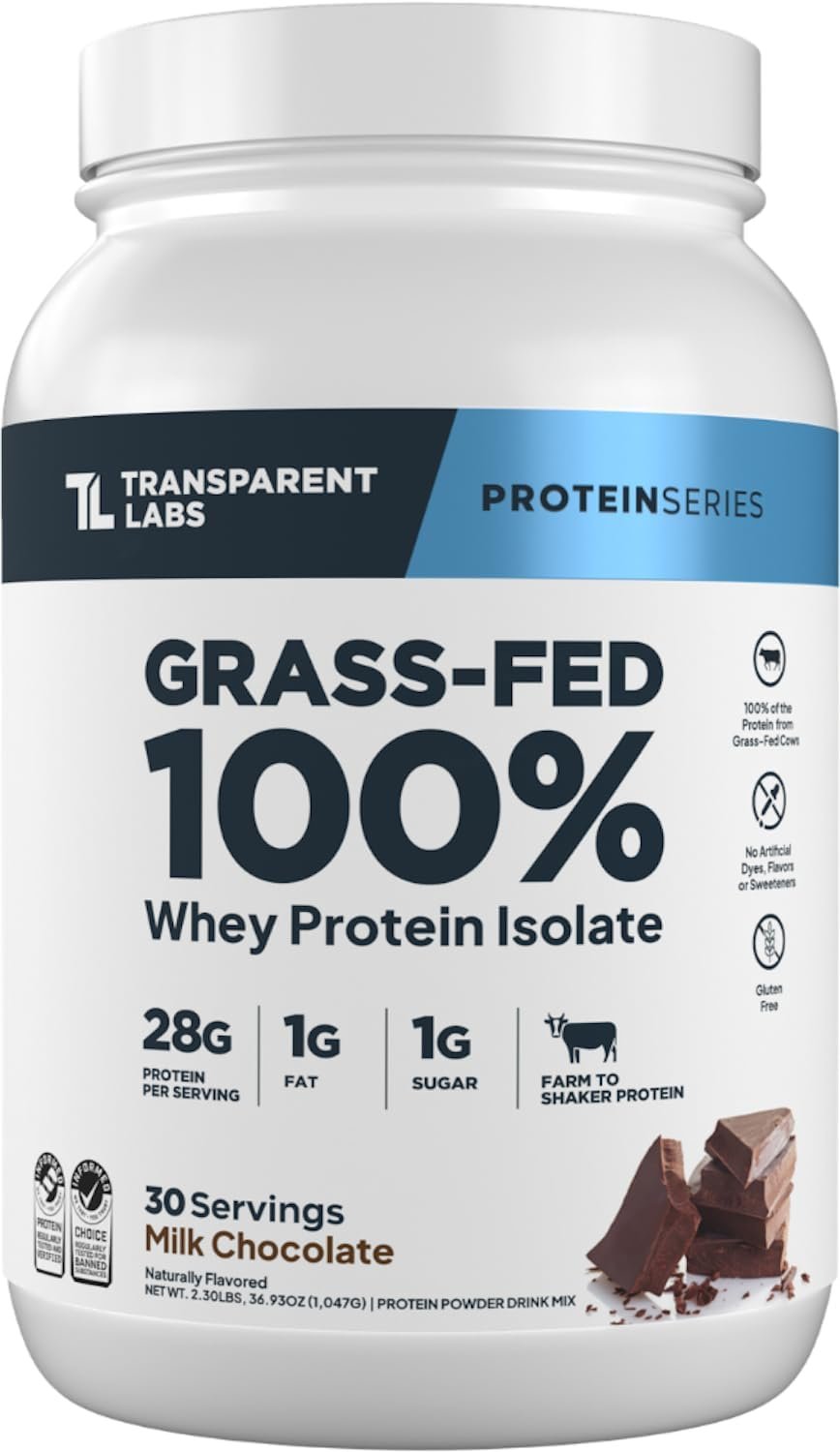 Transparent Labs Grass-Fed Whey Protein – 30 Servings, Milk Chocolate