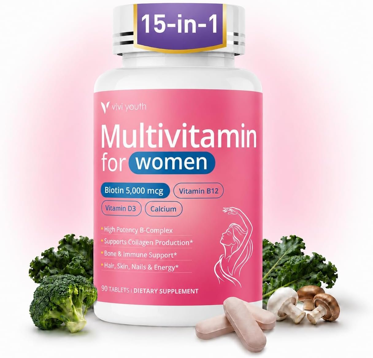 15-in-1 Multivitamin for Women, 90 Tablets, 30-Day Supply