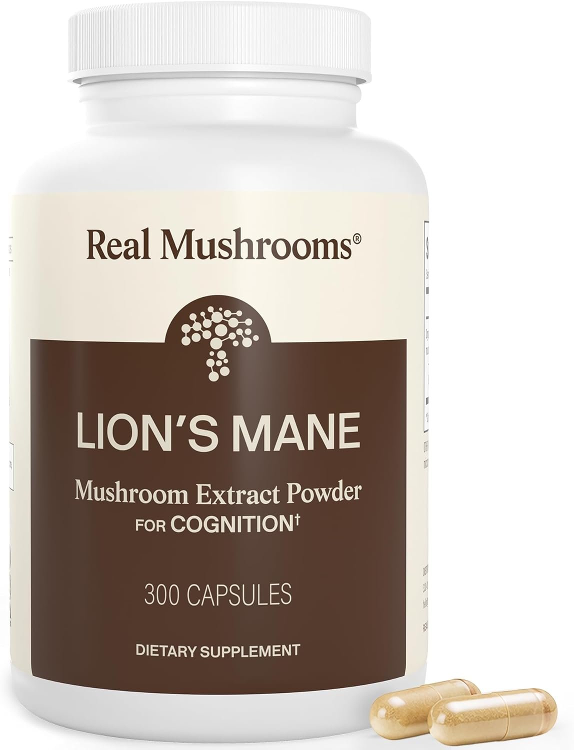 Real Mushrooms Lion’s Mane Capsules, Brain, Focus and Cognition, 300ct