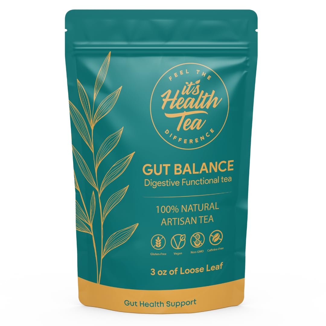 Gut Balance Herbal Tea – Supports Overall Gut Microbiome Health & Occasional Bloating Support | After-Meal Digestive Comfort | Enjoy Hot or Iced | Caffeine-Free Loose Leaf Botanical Blend (35 Unbleached Tea Bags Included)