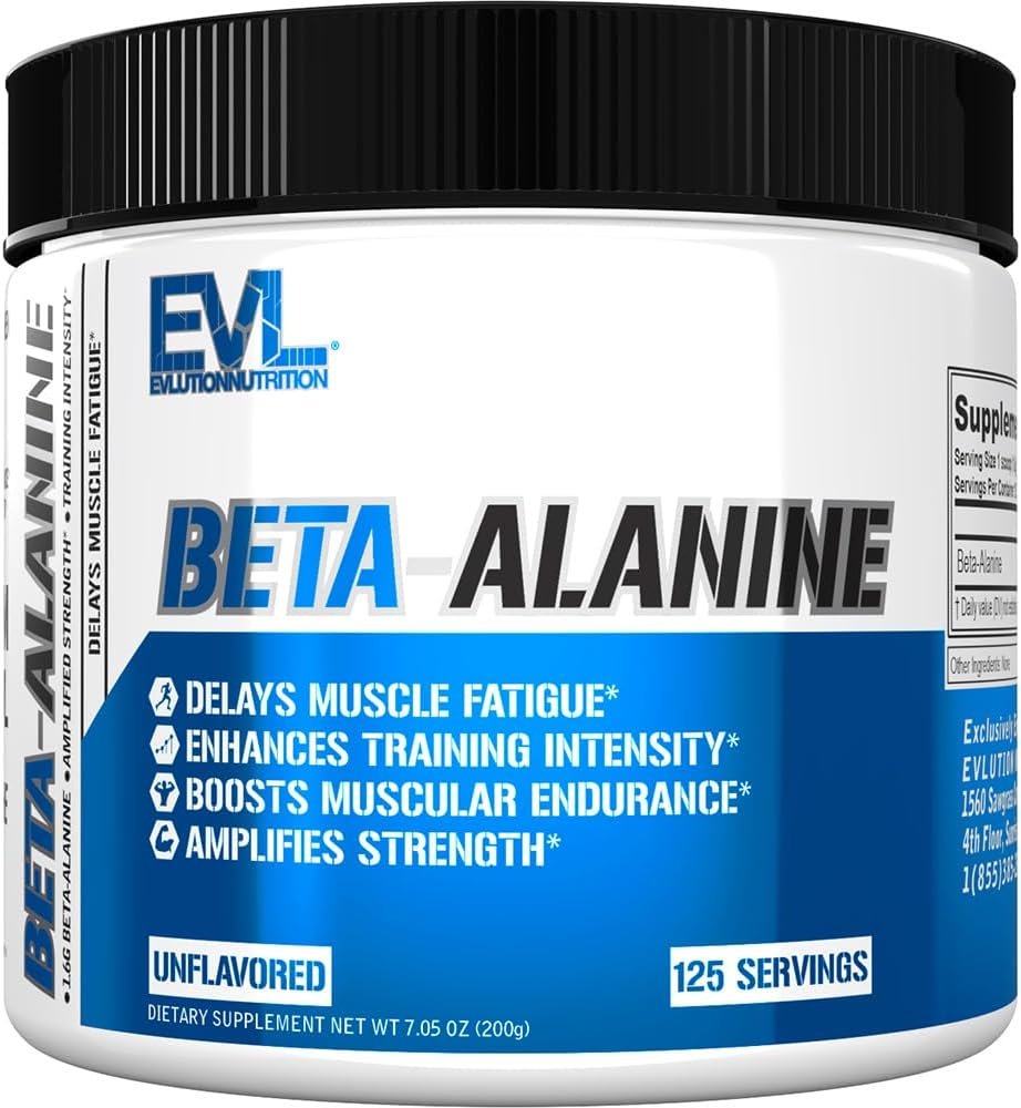 EVL Beta-Alanine 1.6g Pre Workout Powder Supplement – 125 Servings