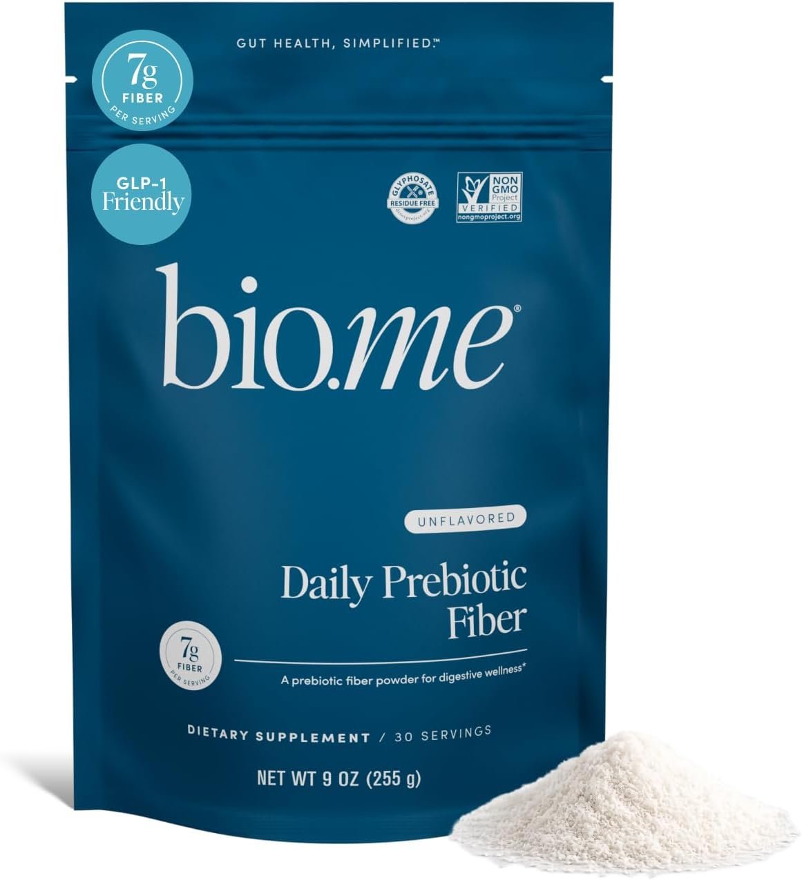 Bio.me Daily Prebiotic Fiber Powder – Unflavored, 30 Servings