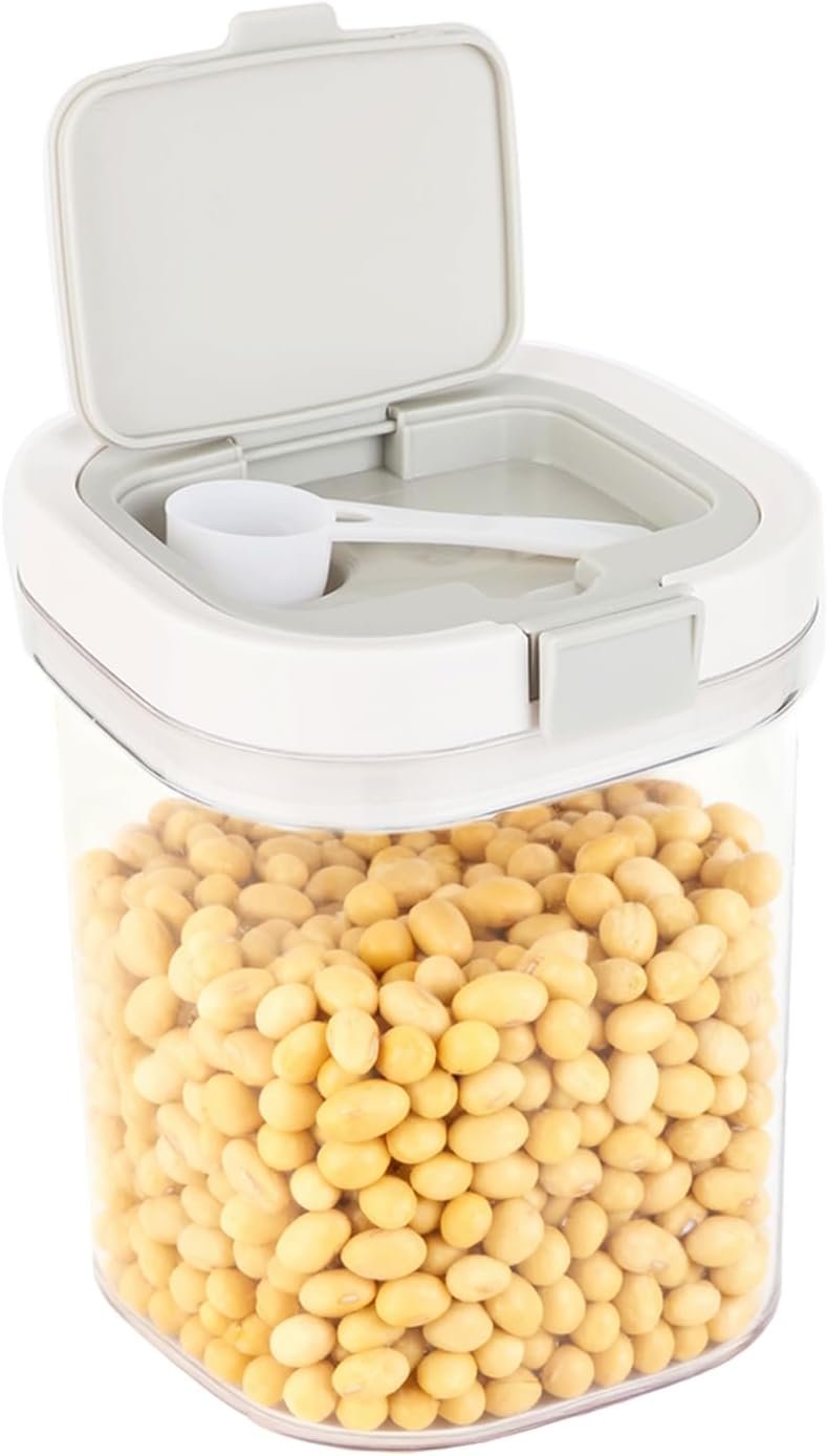Airtight Food Storage Container, 44oz Moisture-Proof Canister with Measuring Spoon for Coffee, Protein Powder, Sugar, Flour, Cereal, Kitchen & Pantry Organization (1300ML)